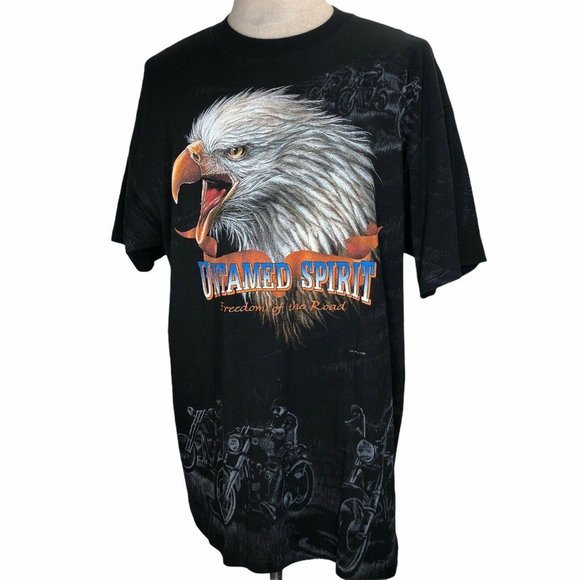 New Vintage Untamed Spirit Biker T Shirt Freedom O - Picture 2 of 9